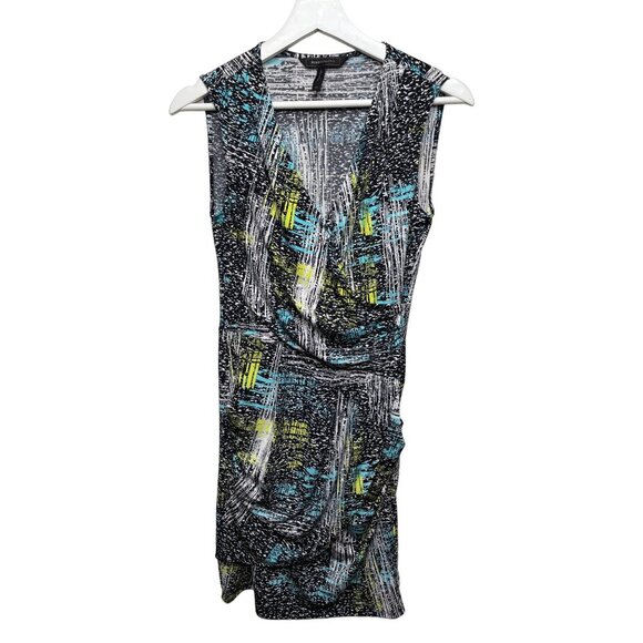 BCBGMAXAZRIA Abstract Print Ruched Sheath Dress XS - Picture 1 of 14